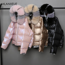 Load image into Gallery viewer, Wear On Both Sides Fur Hooded Down coats Women Solid Loose Parkas Coat Female Thicken Warm Winter Jackets Zipper Casaco Feminino