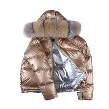 Load image into Gallery viewer, Wear On Both Sides Fur Hooded Down coats Women Solid Loose Parkas Coat Female Thicken Warm Winter Jackets Zipper Casaco Feminino