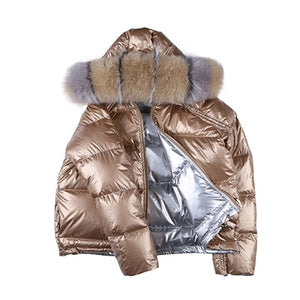 Wear On Both Sides Fur Hooded Down coats Women Solid Loose Parkas Coat Female Thicken Warm Winter Jackets Zipper Casaco Feminino