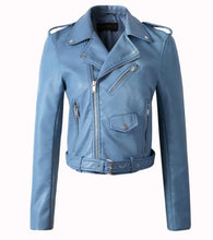 Load image into Gallery viewer, New Arrival 2019 brand Winter Autumn Motorcycle leather jackets yellow leather jacket women leather coat  slim PU jacket Leather