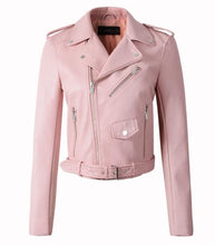 Load image into Gallery viewer, New Arrival 2019 brand Winter Autumn Motorcycle leather jackets yellow leather jacket women leather coat  slim PU jacket Leather